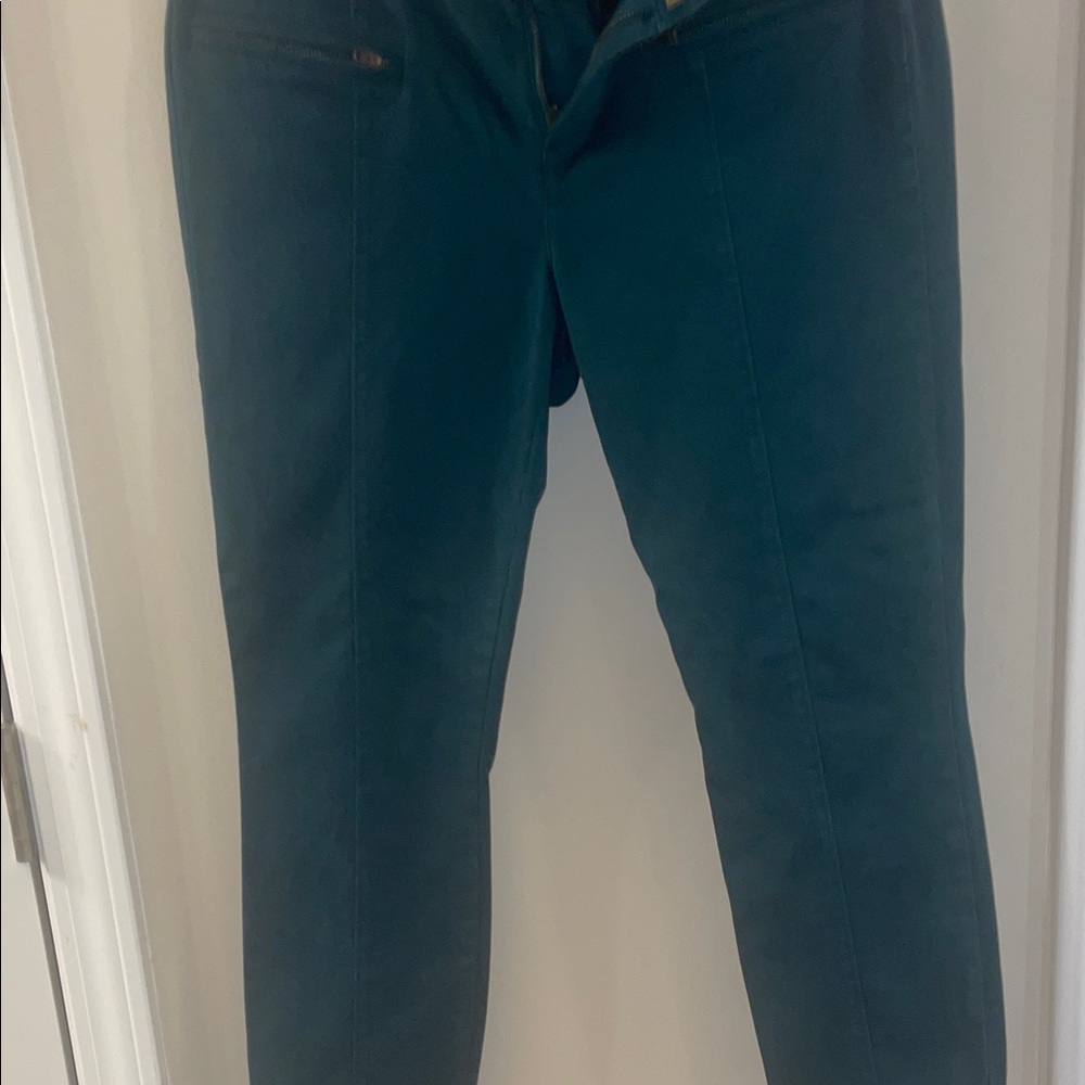 LOFT Teal Ankle Pants with Zipper Detail - Picture 3 of 5